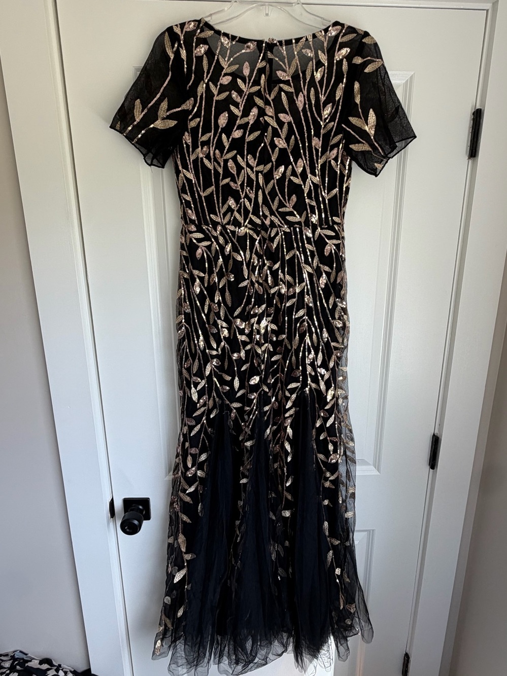 Ever Pretty Black Maxi Dress with Gold Leaf Embroidery